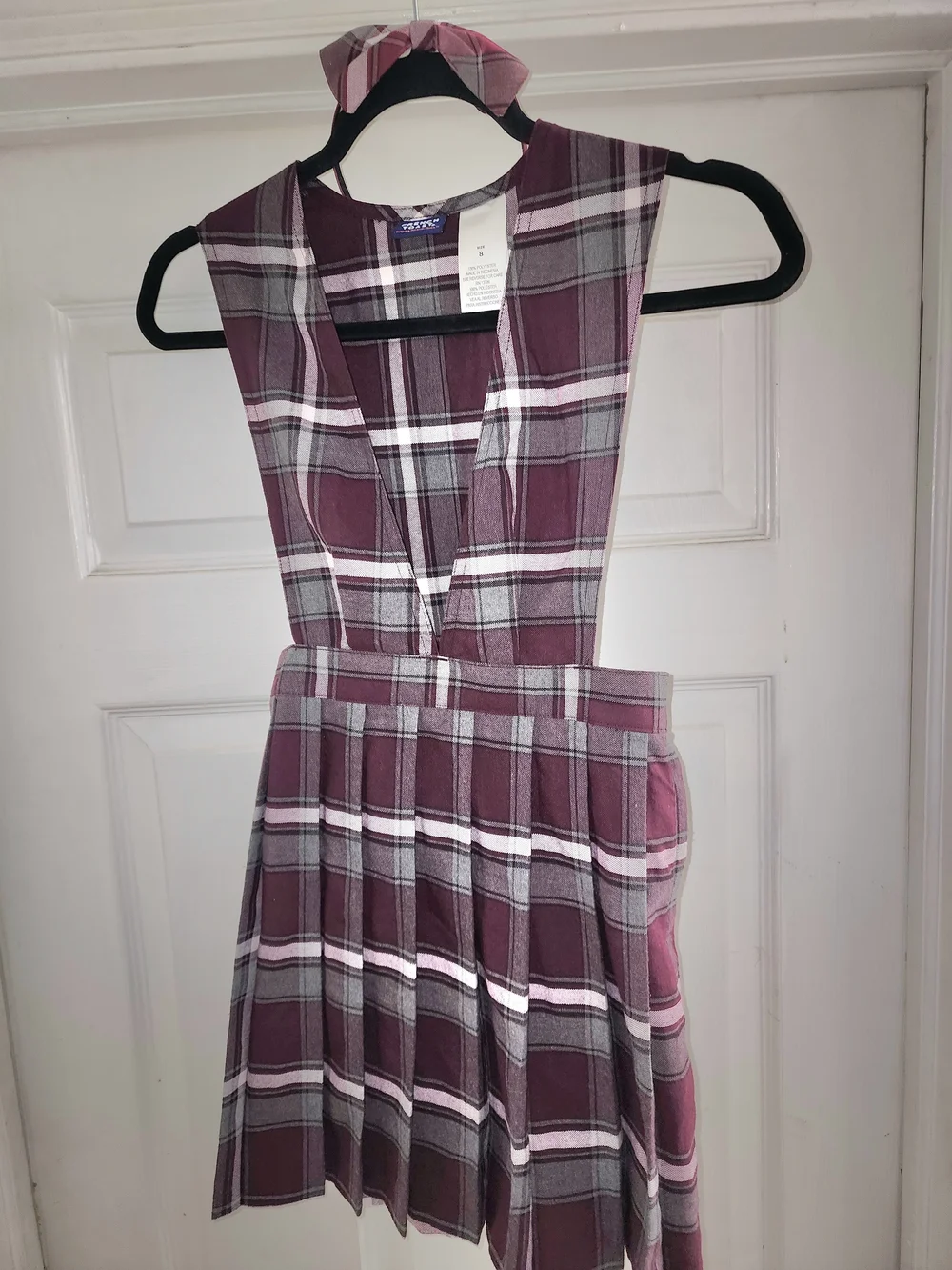 Girls Purple Plaid School-Style Costume Dress